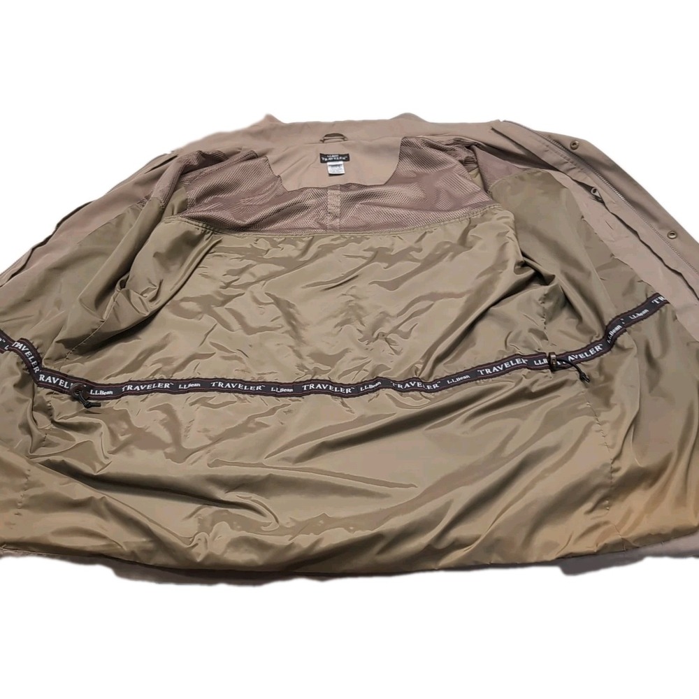 LL Bean Traveler Jacket Mens LT Large Tall Brown Lightweight Field 6 Pocket READ - Picture 7 of 15